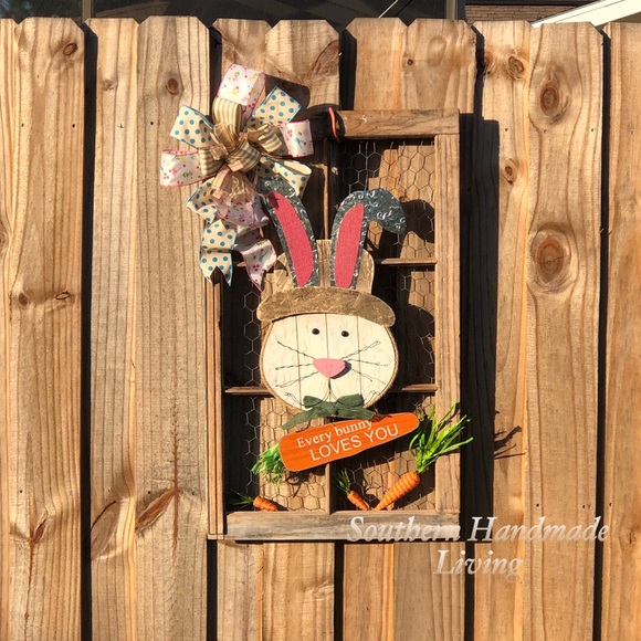 Easter Wall Decor on Wood Window Frame - Picture 2 of 2
